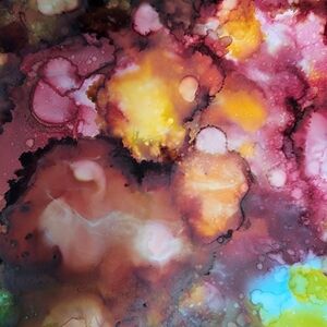 Abstract Art Print with Vibrant Colors Ink Art On Alcohol Ink Paper.